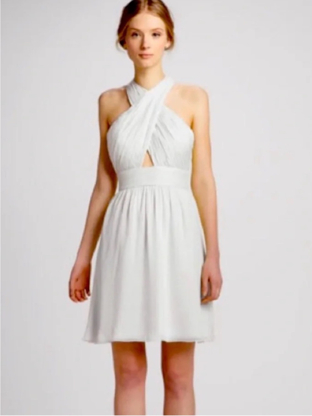 ALICE + OLIVIA Martine Tulip Wrap Crisscross Halter Dress Ivory Size 4
